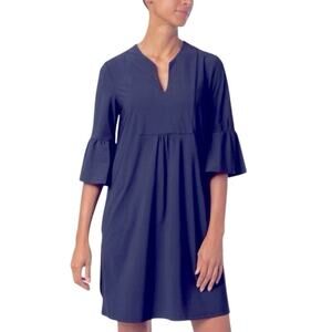 Jude Connally Kerry A-Line Notch V-Neck Shift Dress Navy Blue Jude Cloth Size L